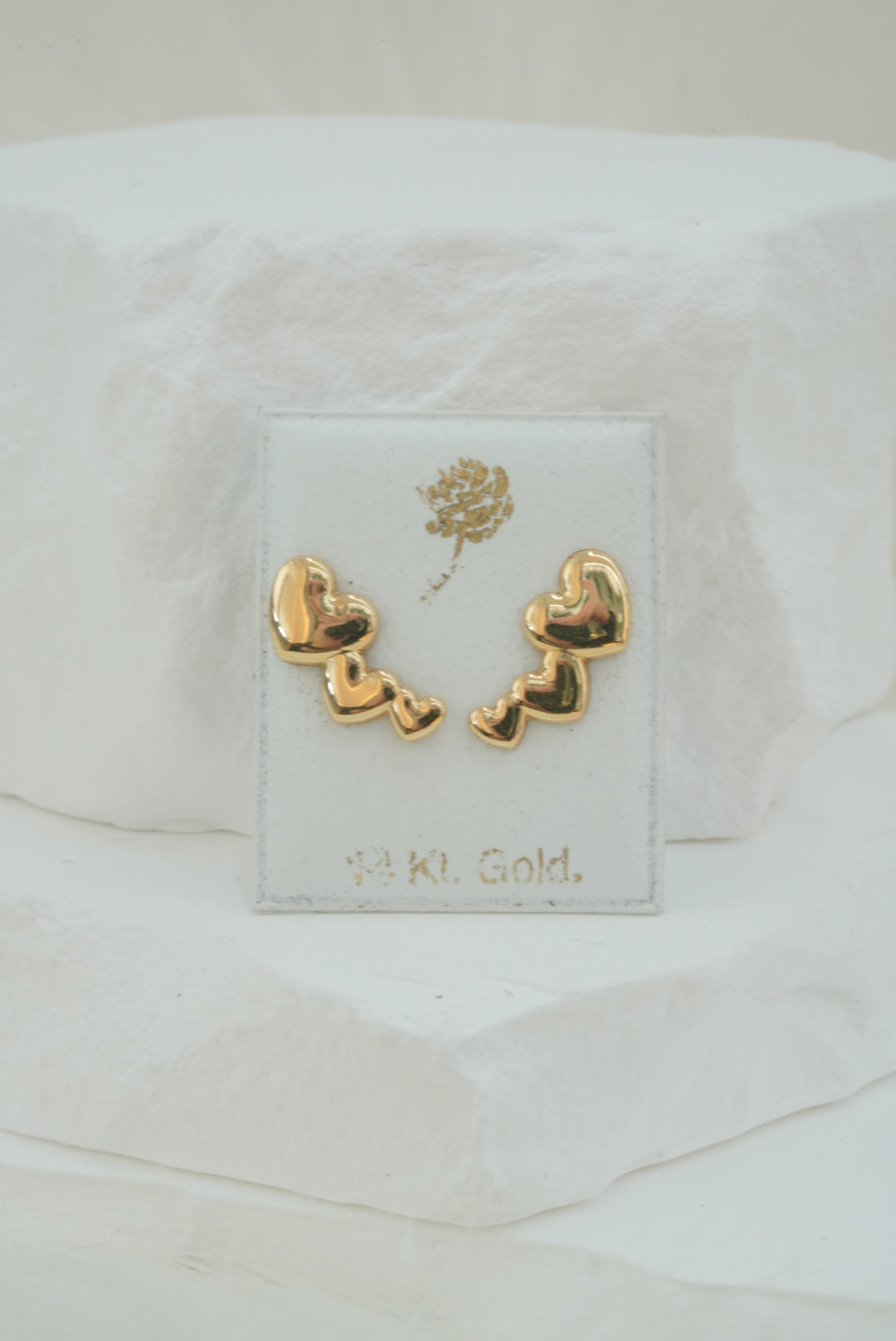 14k Baby Earrings - Heart Rows