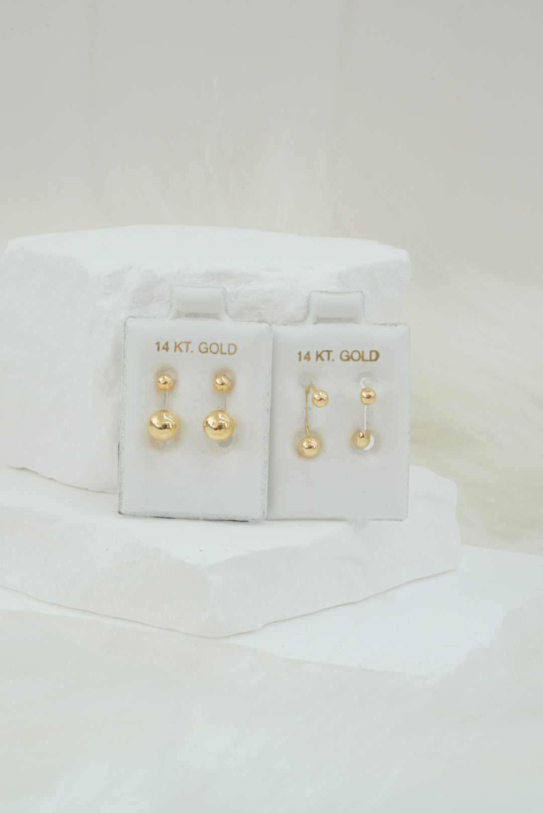 14k Baby Earrings - Double Spheres