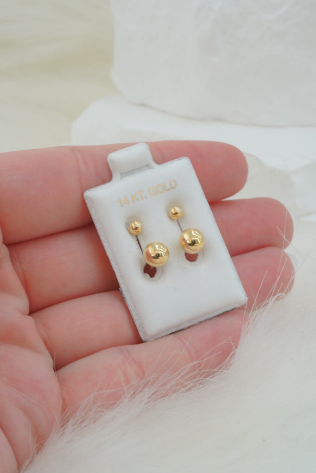 14k Baby Earrings - Double Spheres