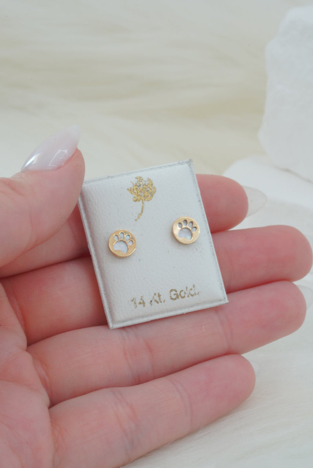 14k Baby Earrings - Dog Paws
