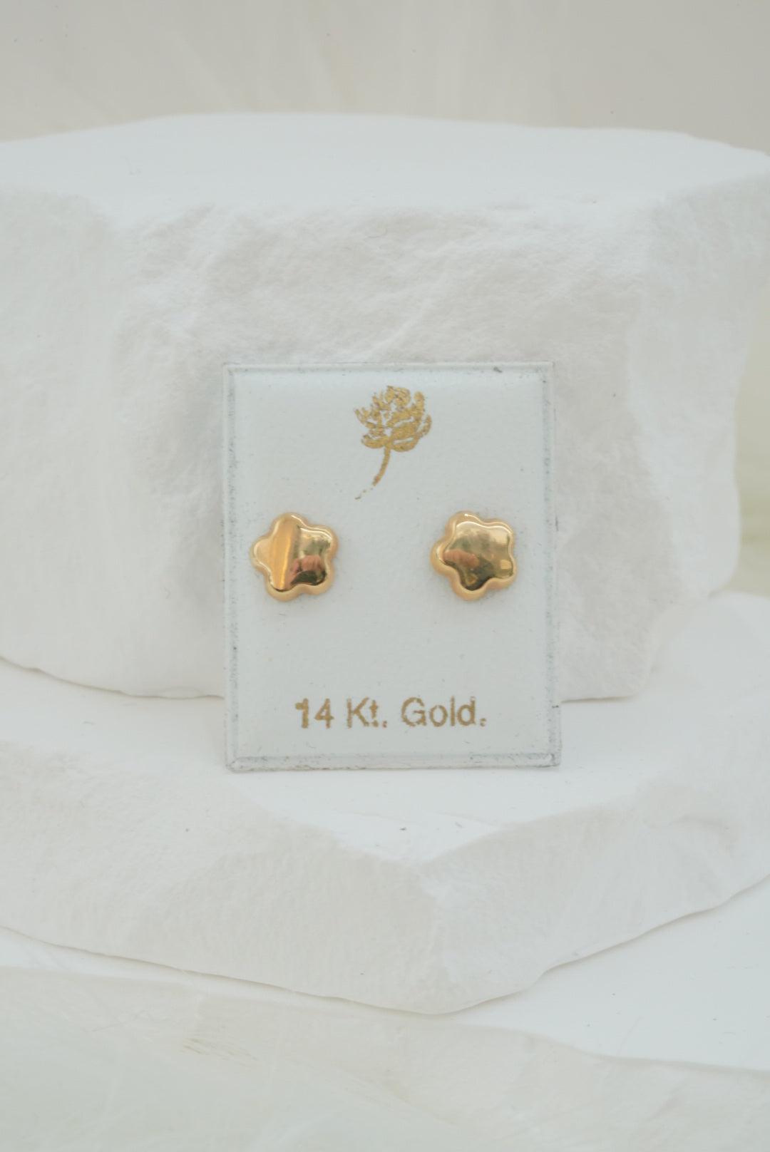 14k Baby Earrings - Puffed Flowers