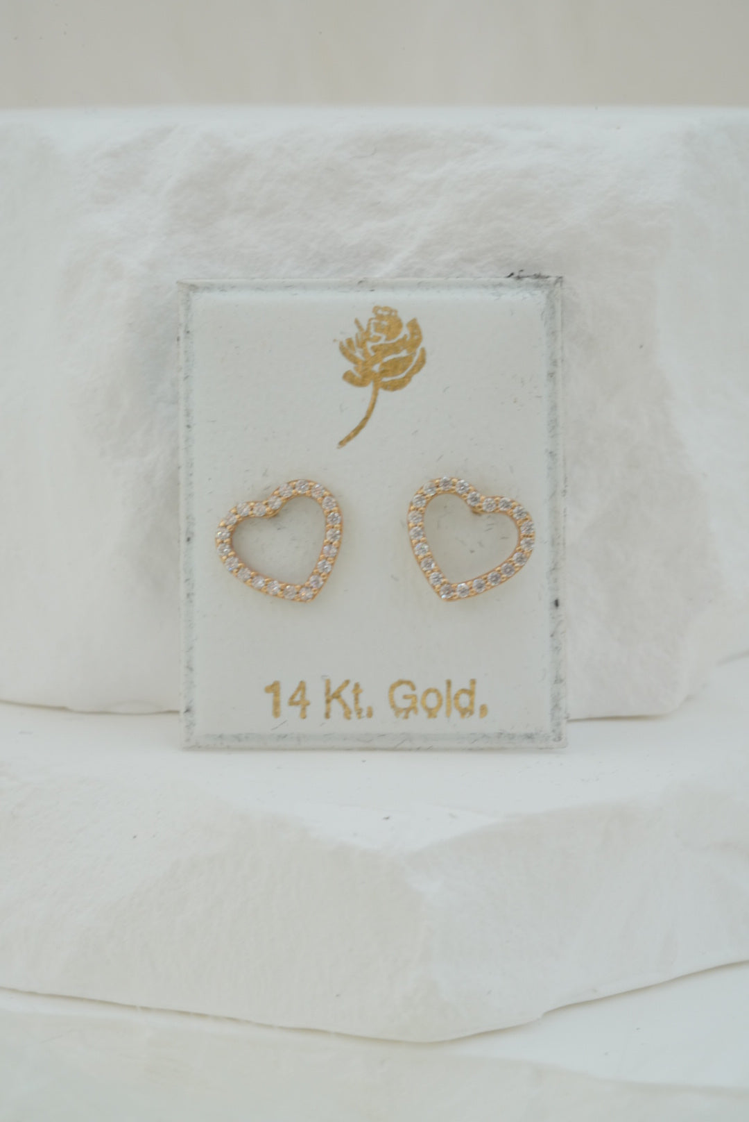 14k Baby Earrings - Shiny Heart