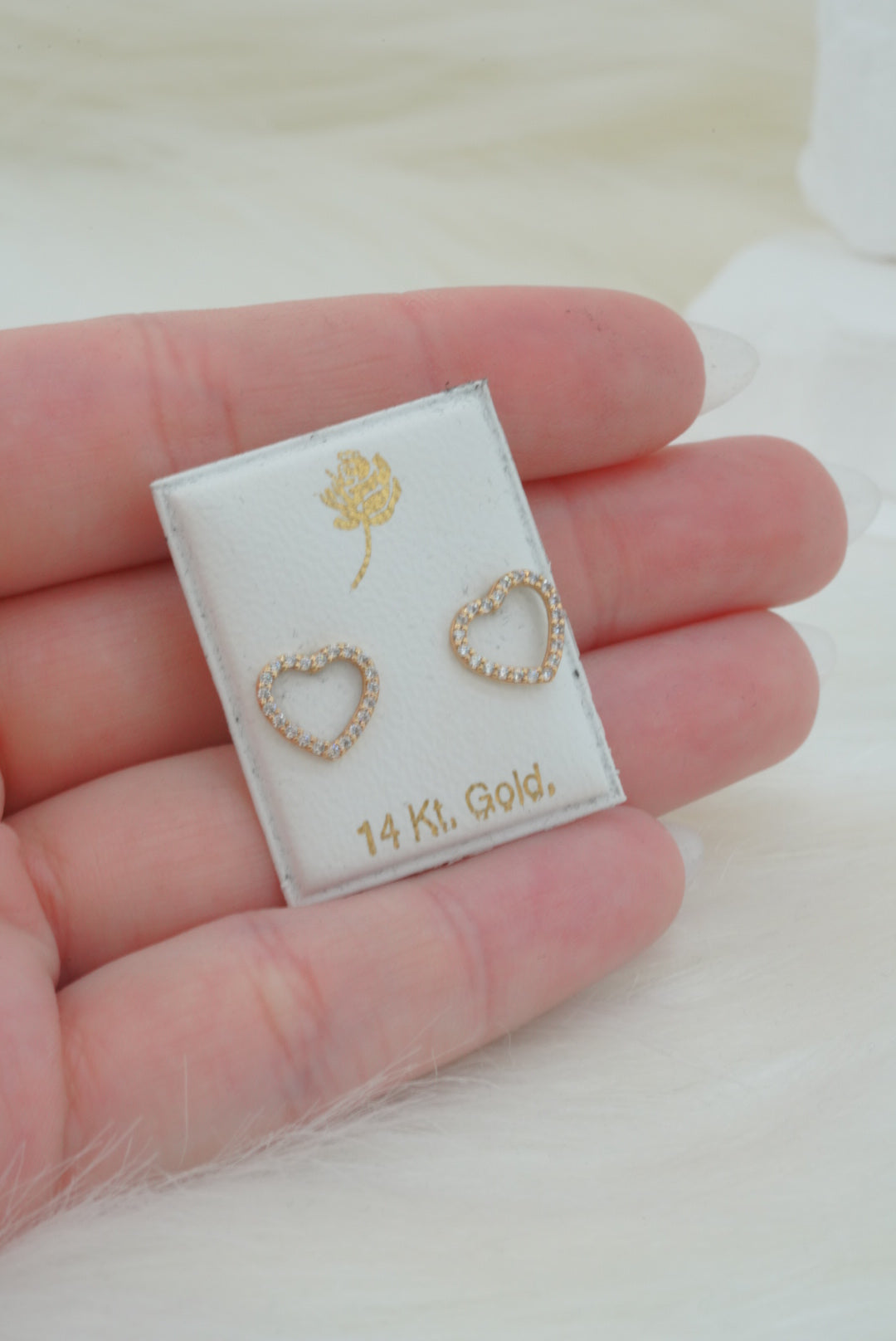 14k Baby Earrings - Shiny Heart
