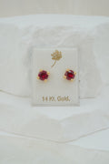 14k Baby Earrings - Red Stones