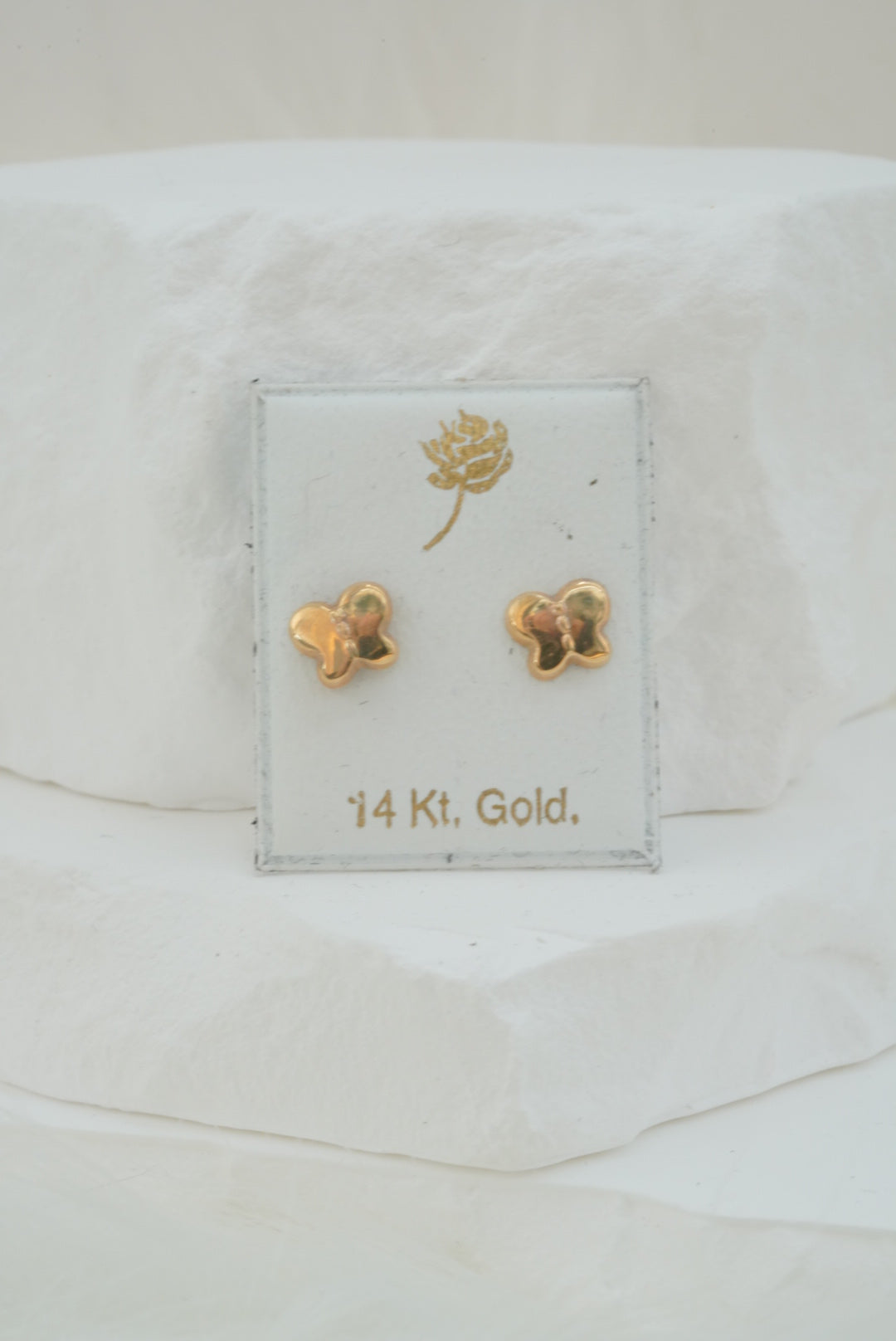 14k Earrings - Puffed Butterflies