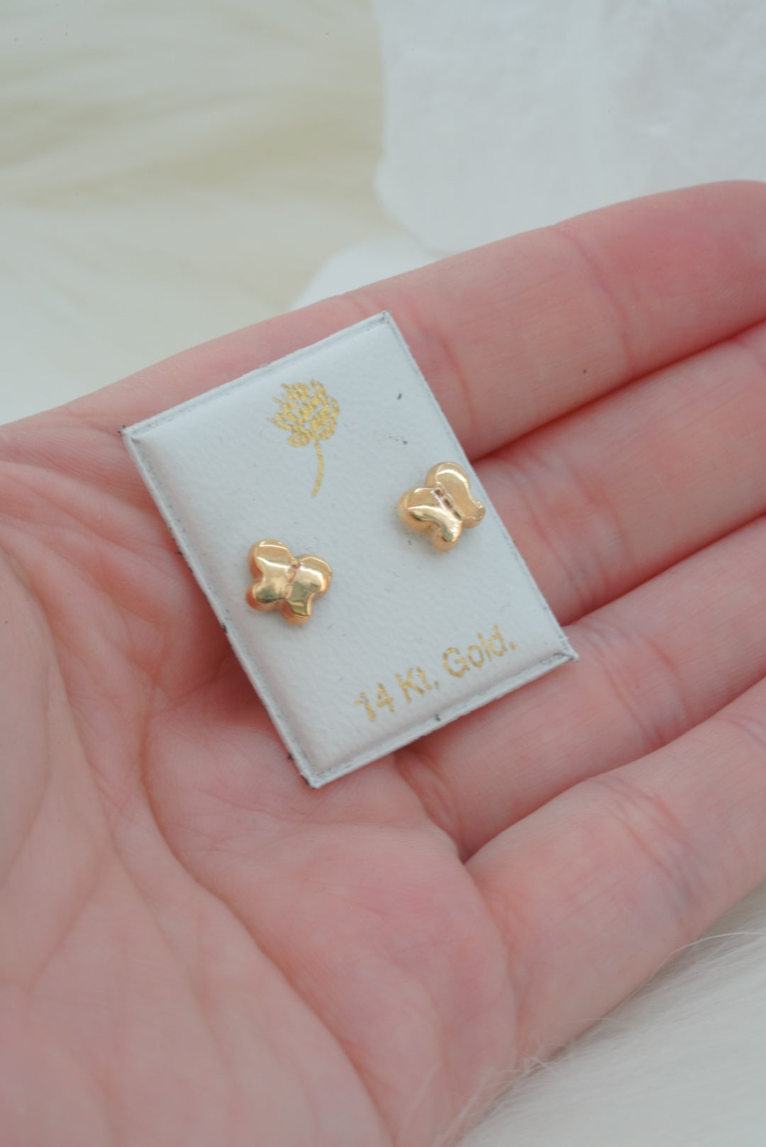 14k Earrings - Puffed Butterflies