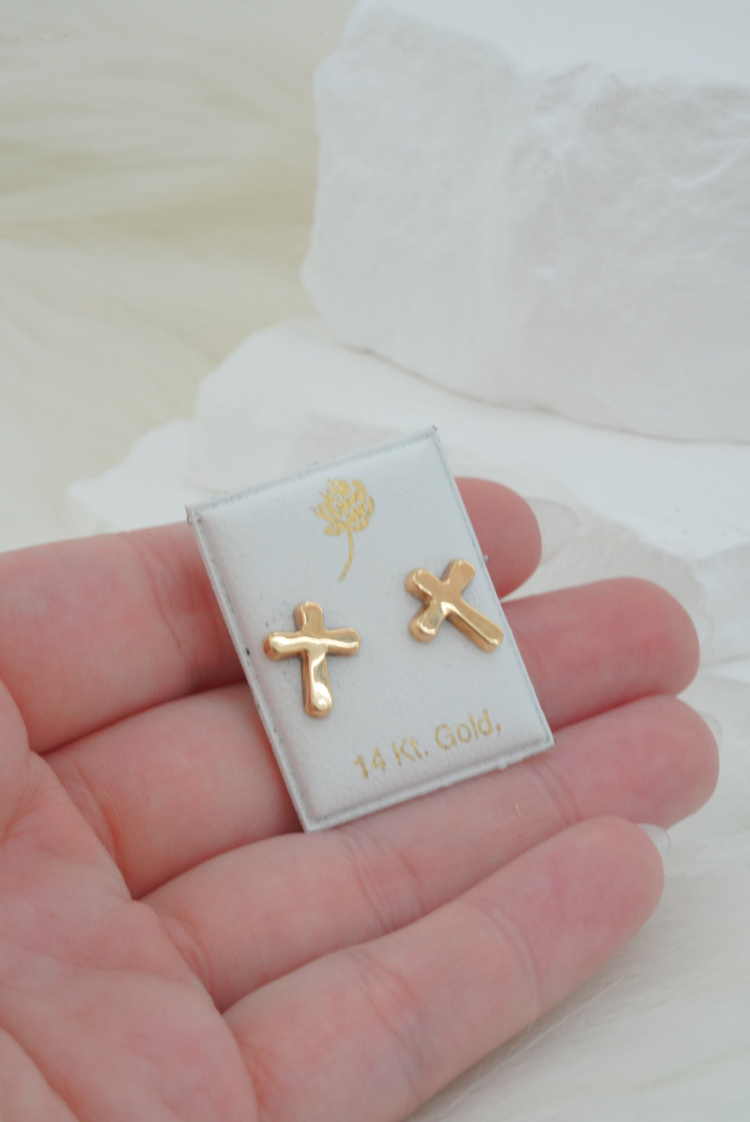 14k Earrings - Classic Cross