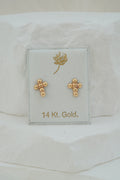 14k Earrings - Dotted Cross