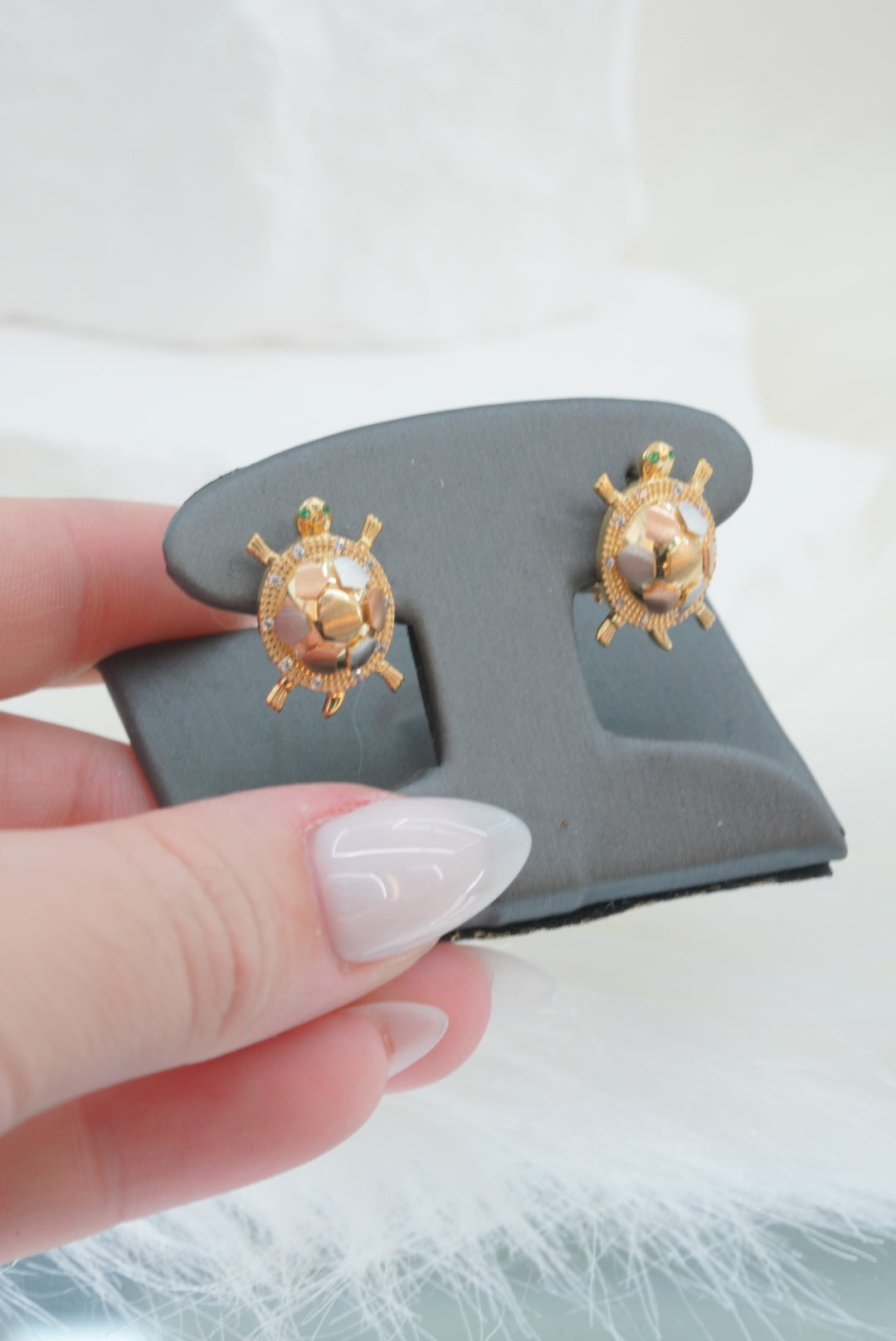 14k Earrings - Tri Color Turtles