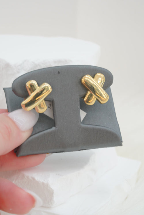 10k Earrings - Puffed X