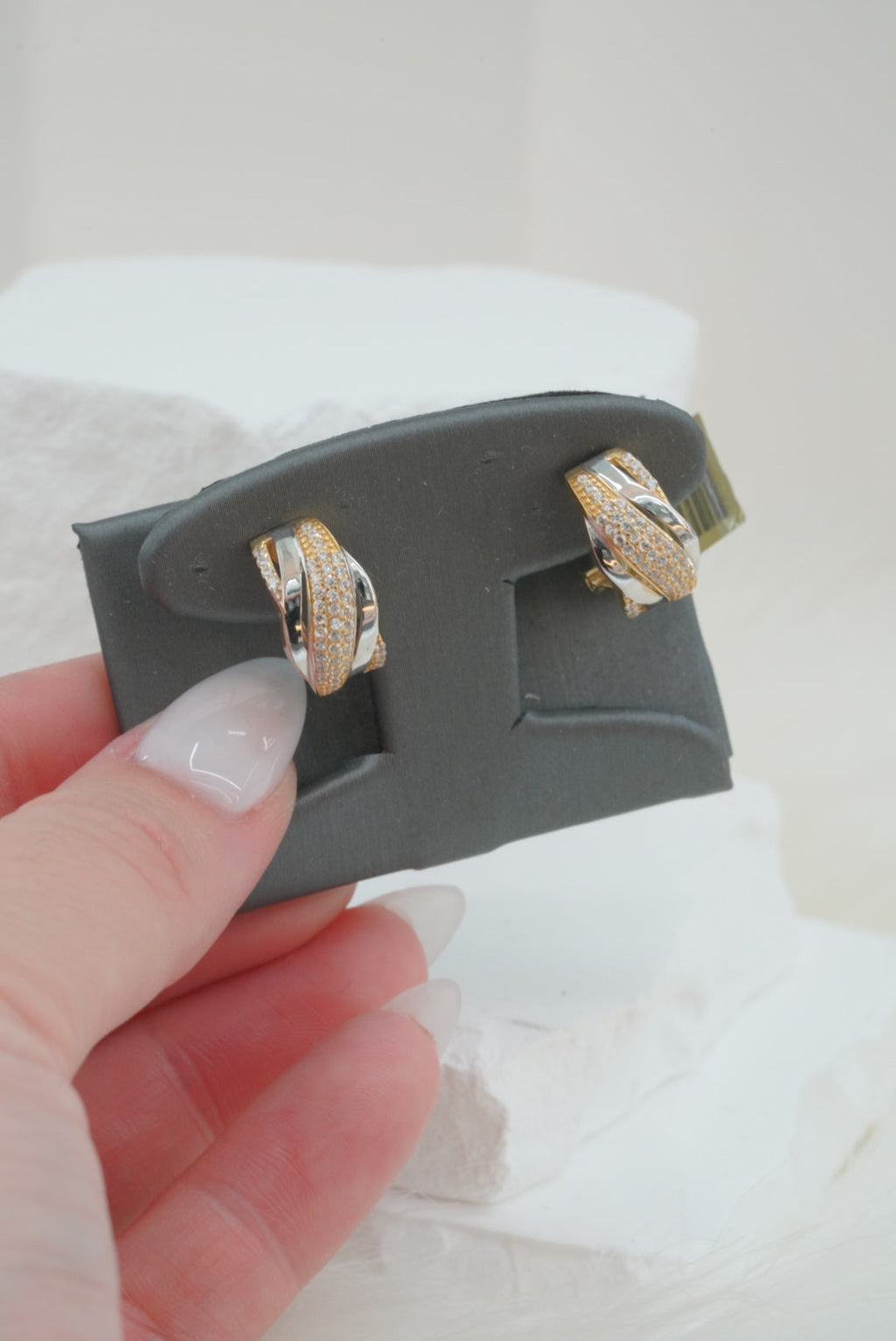 14k Earrings - White & Yellow