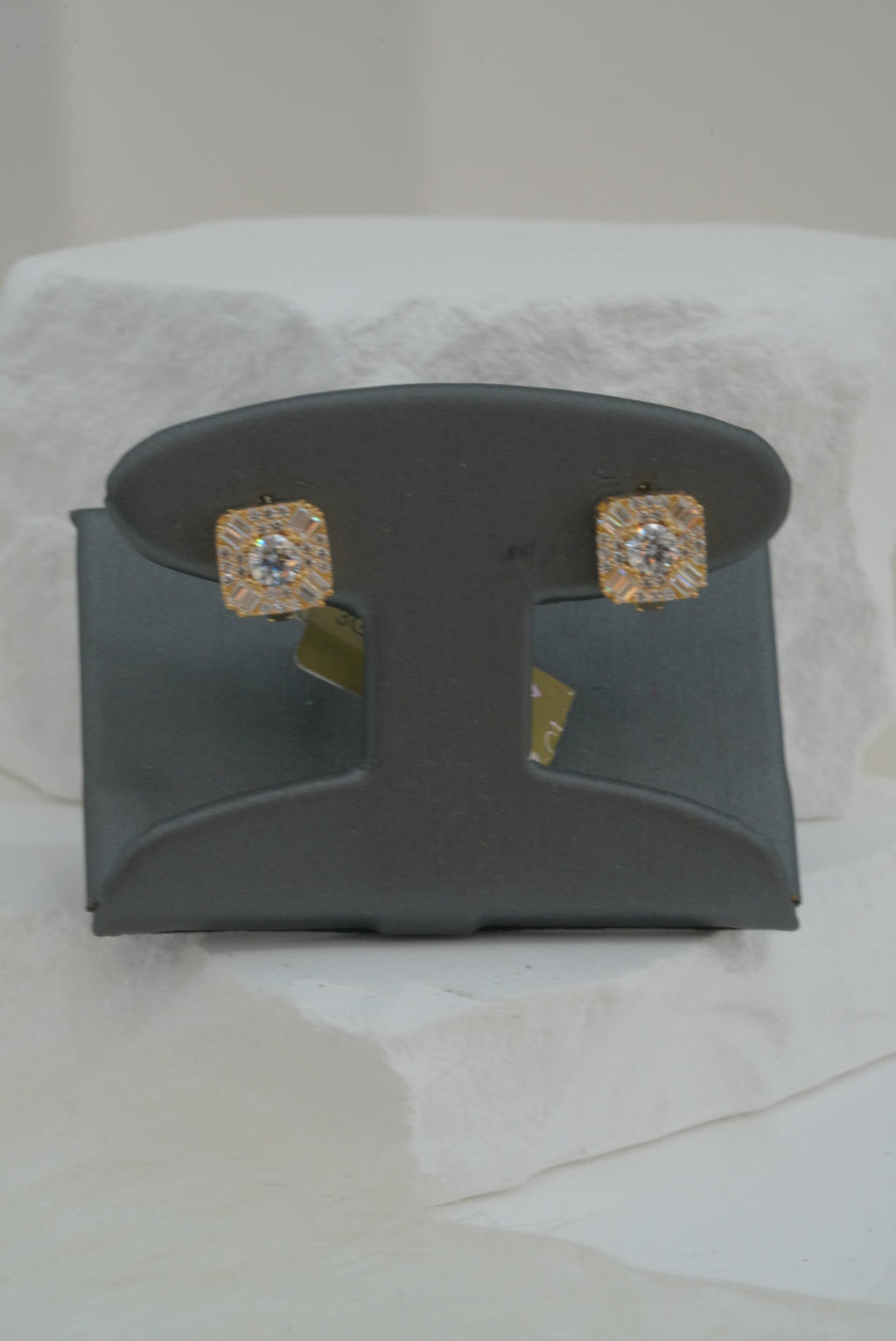 14k Earrings - Crystal Square