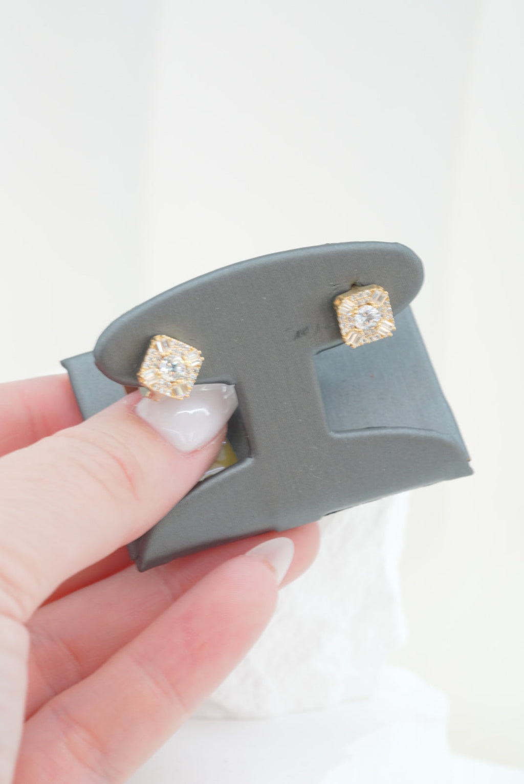 14k Earrings - Crystal Square