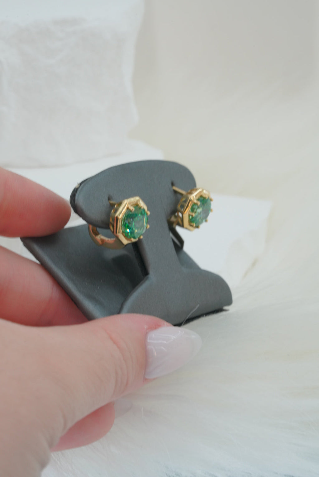 14k Earrings - Big Green