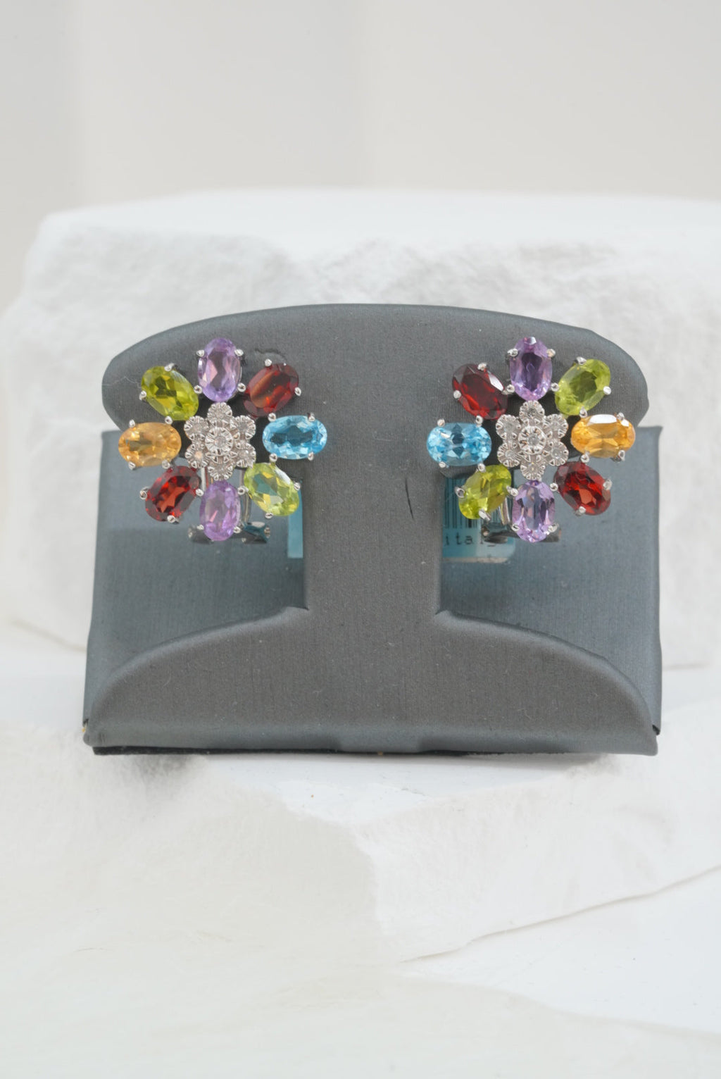 14k Earrings - Colorful Diamonds