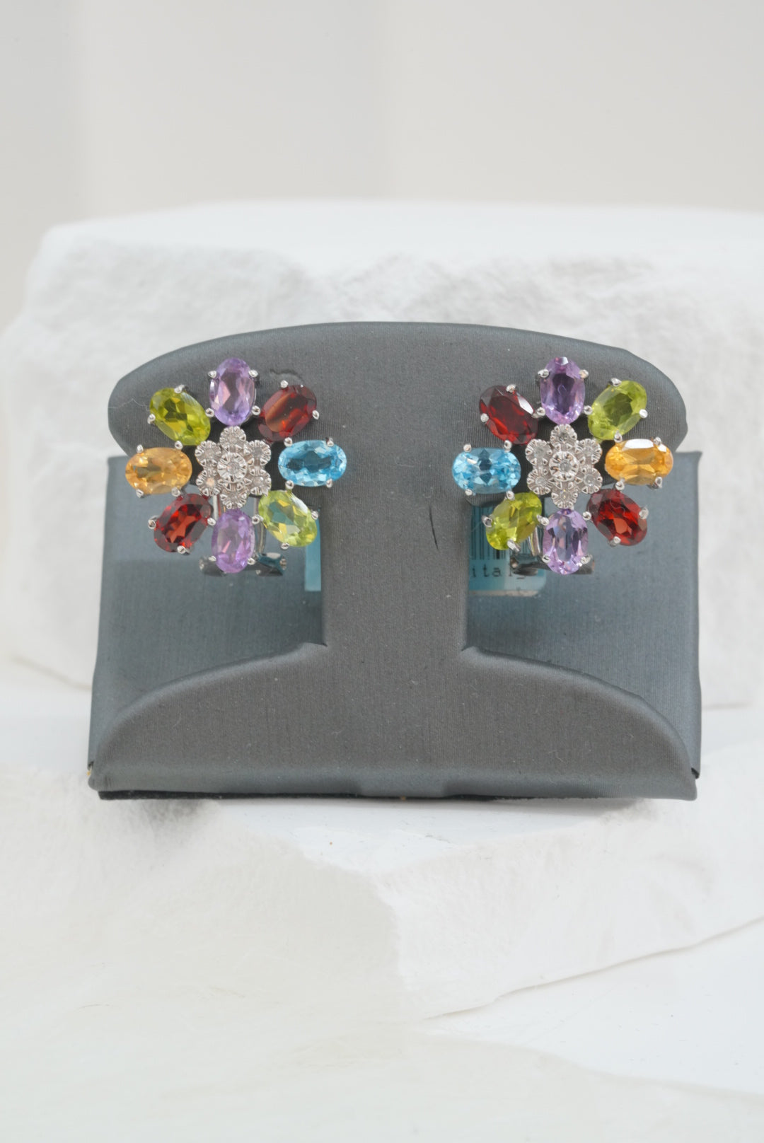 14k Earrings - Colorful Diamonds