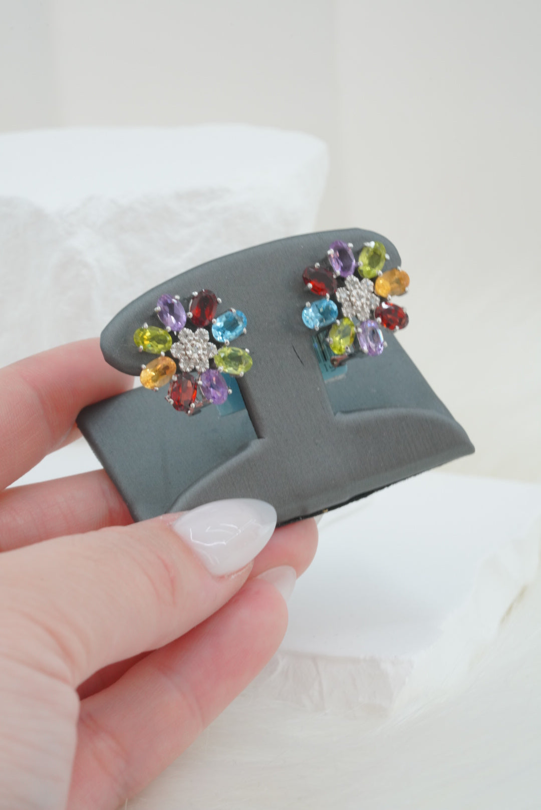 14k Earrings - Colorful Diamonds