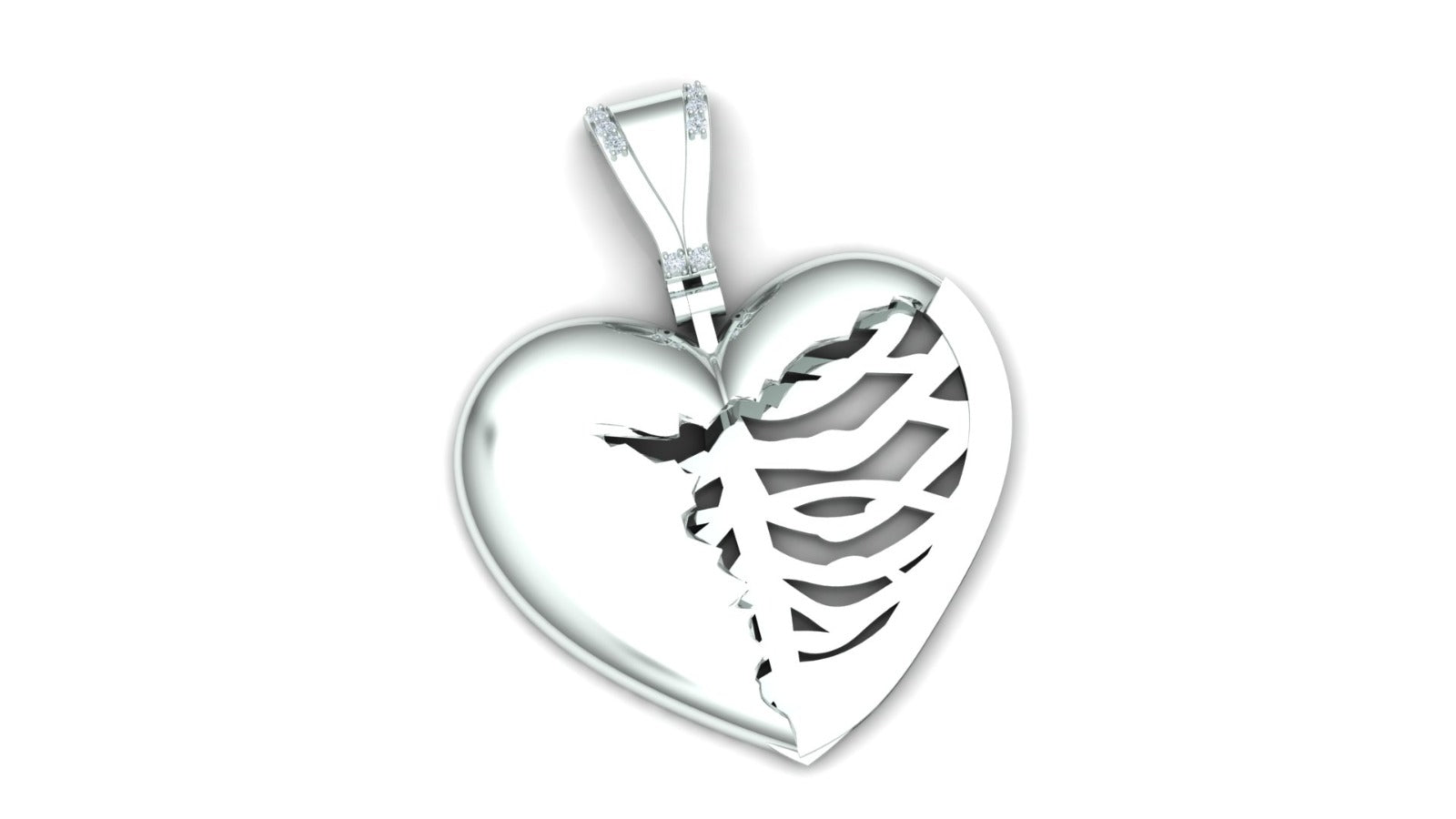 Skeleton Heart Pendant