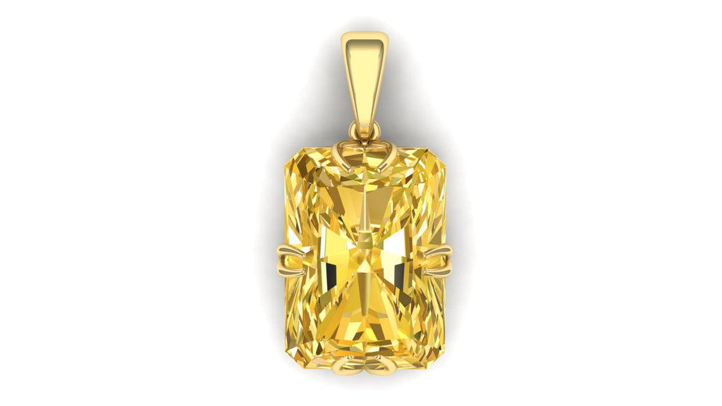 Yellow Emerald-Cut Solitaire Pendant