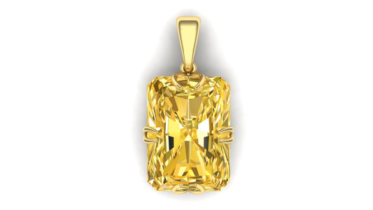 Yellow Emerald-Cut Solitaire Pendant