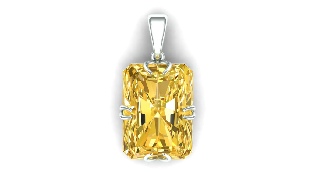Yellow Emerald-Cut Solitaire Pendant