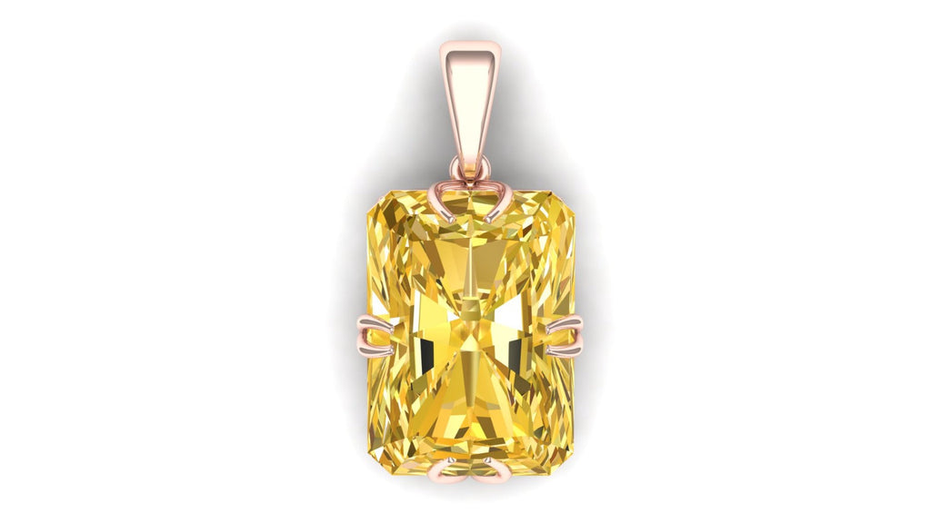 Yellow Emerald-Cut Solitaire Pendant