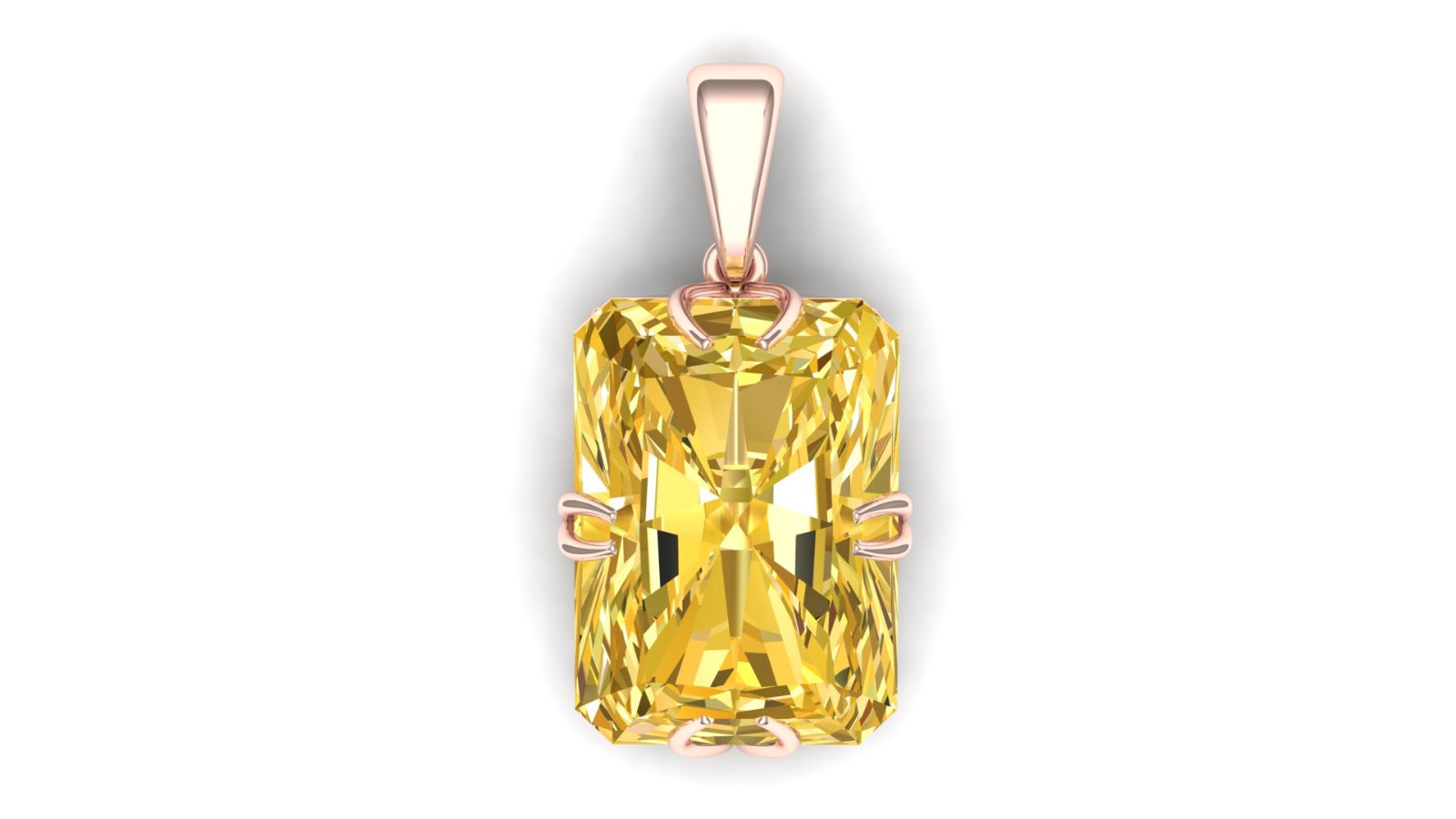 Yellow Emerald-Cut Solitaire Pendant