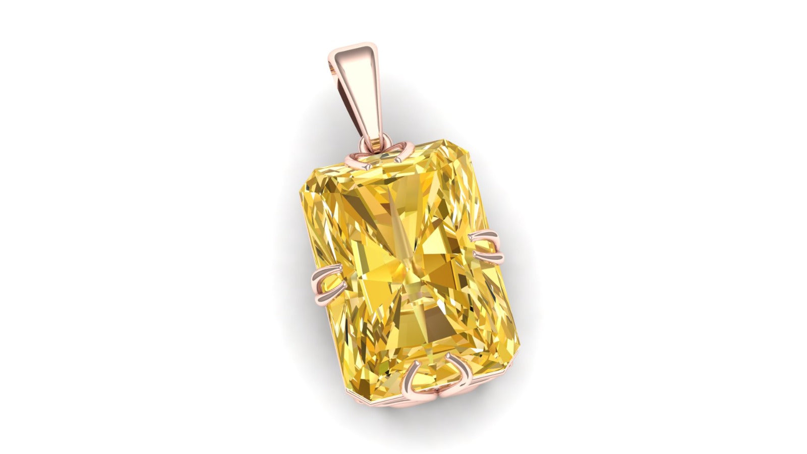 Yellow Emerald-Cut Solitaire Pendant