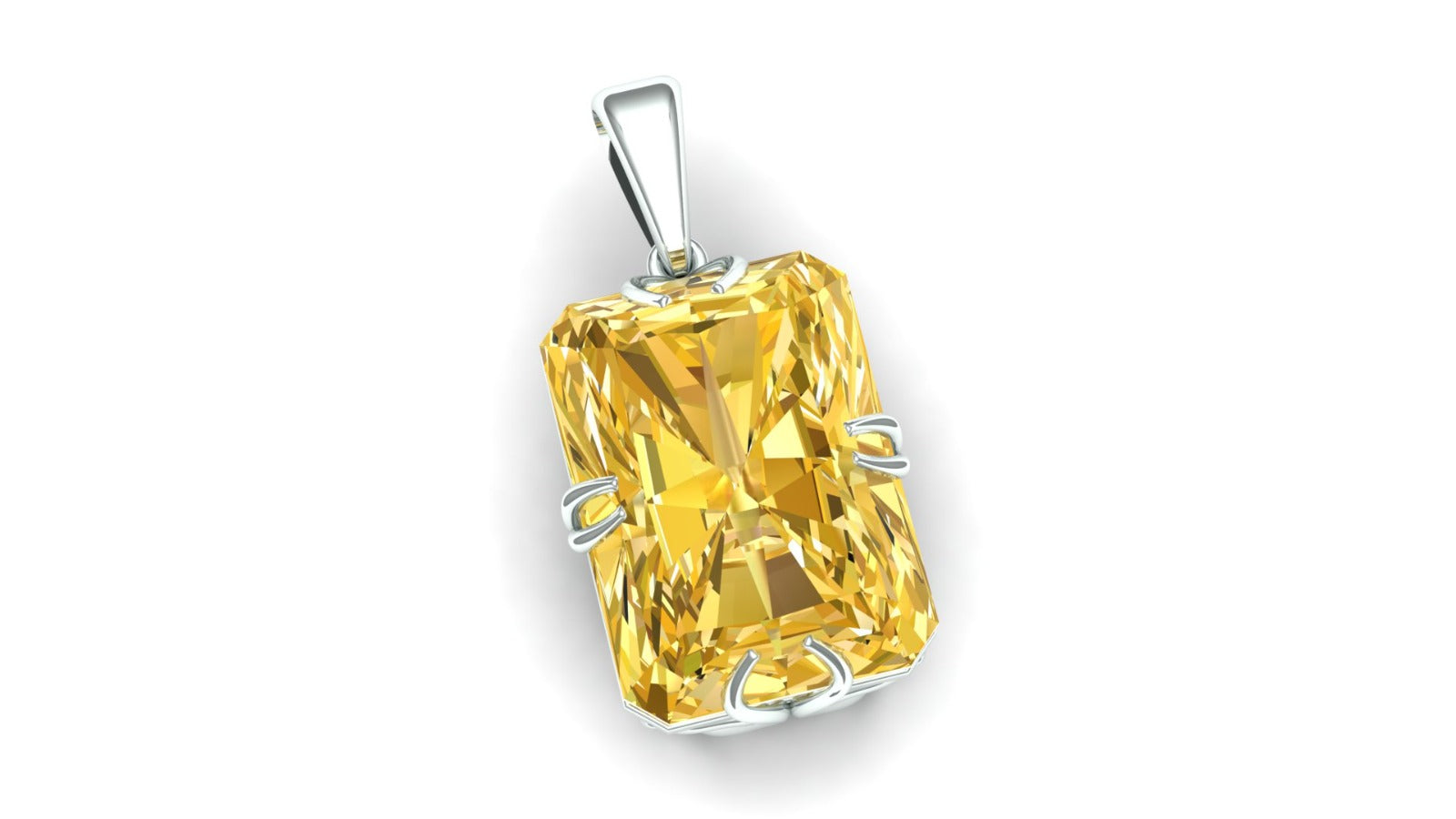 Yellow Emerald-Cut Solitaire Pendant