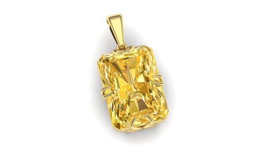 Yellow Emerald-Cut Solitaire Pendant
