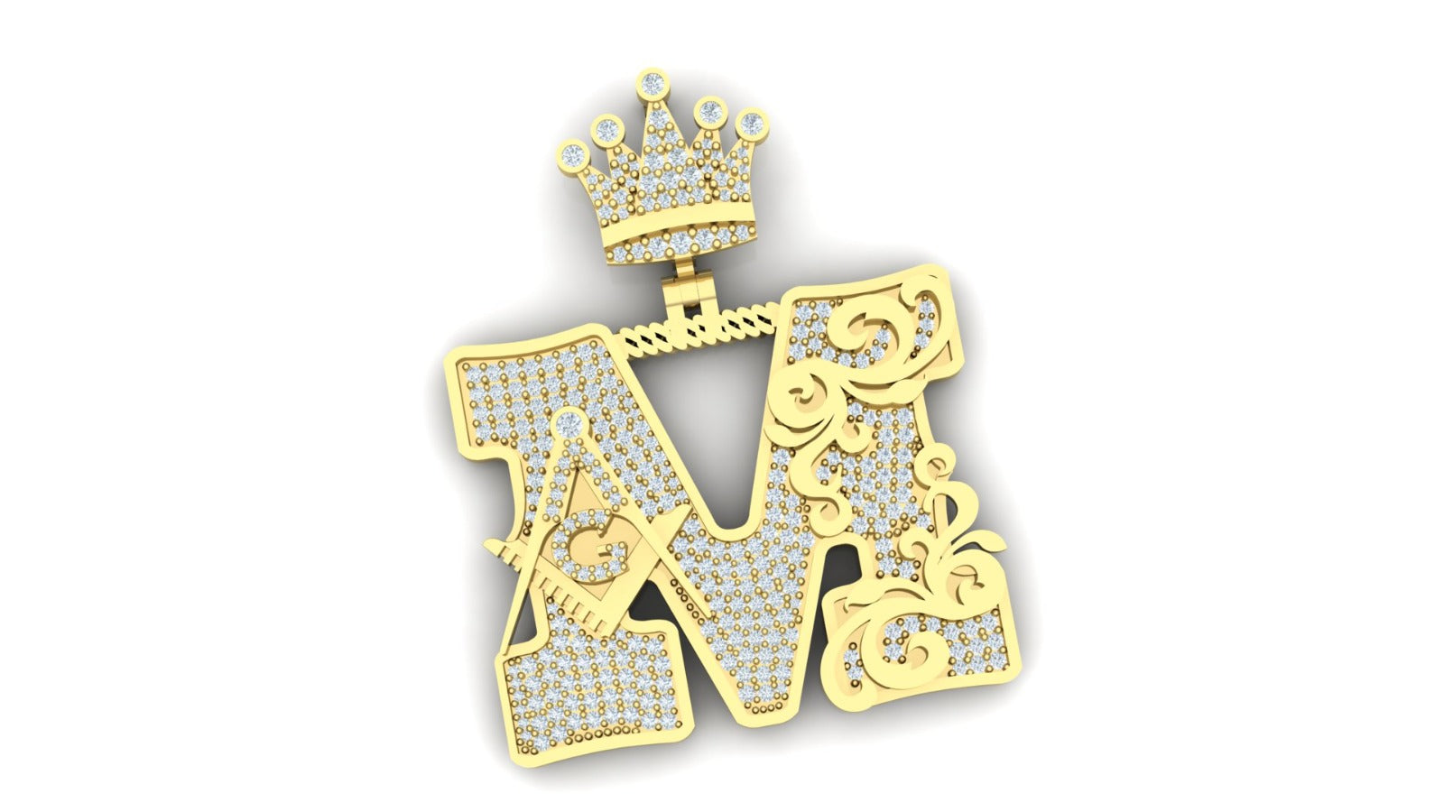 Letter M Mazonic Diamond Pendant