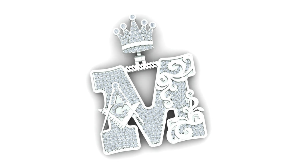 Letter M Mazonic Diamond Pendant