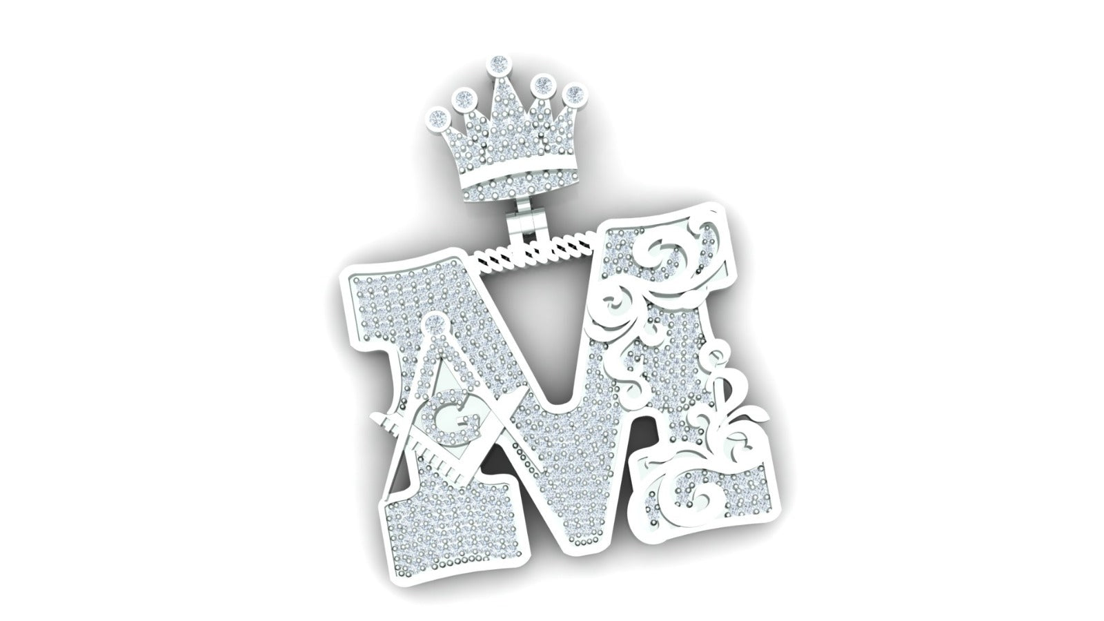 Letter M Mazonic Diamond Pendant