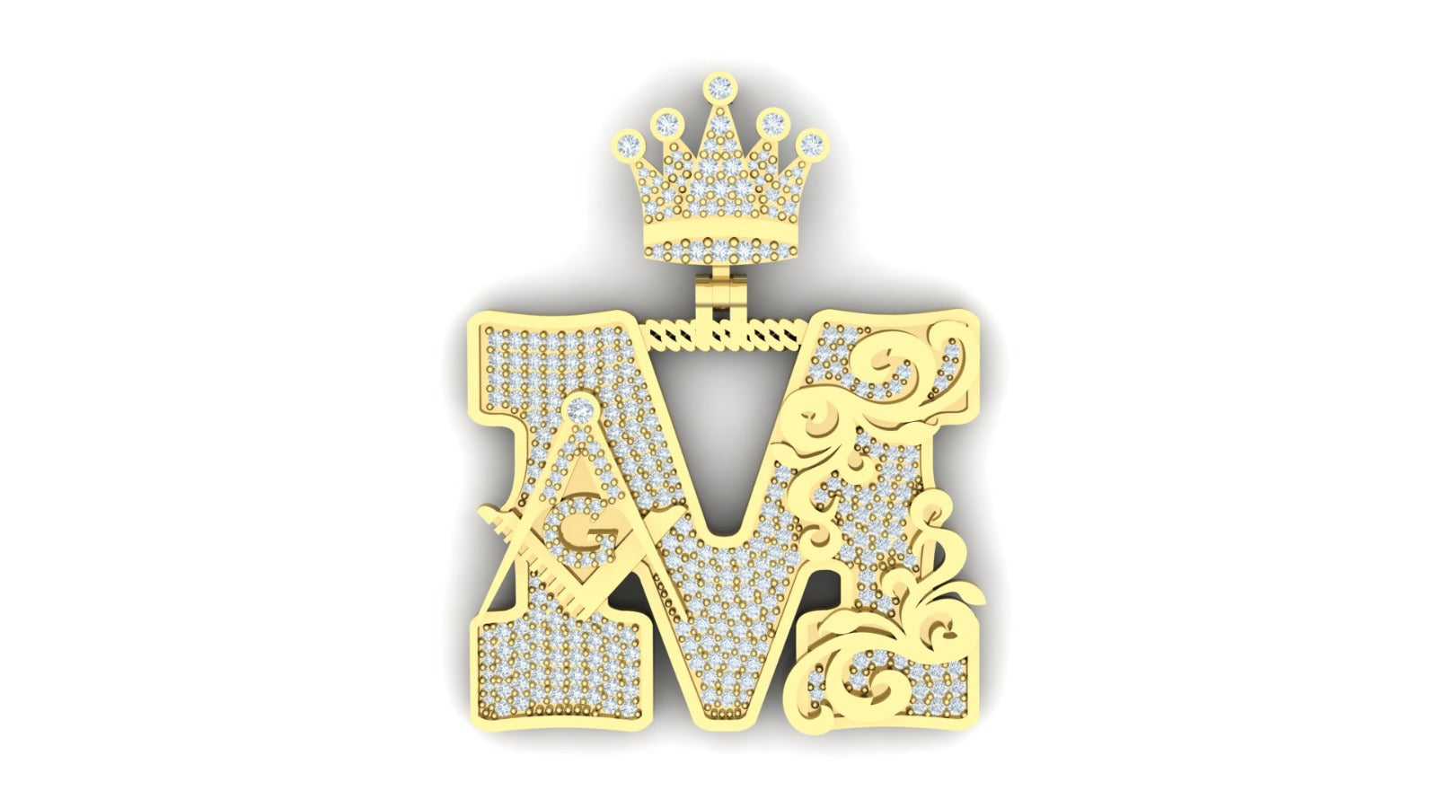 Letter M Mazonic Diamond Pendant