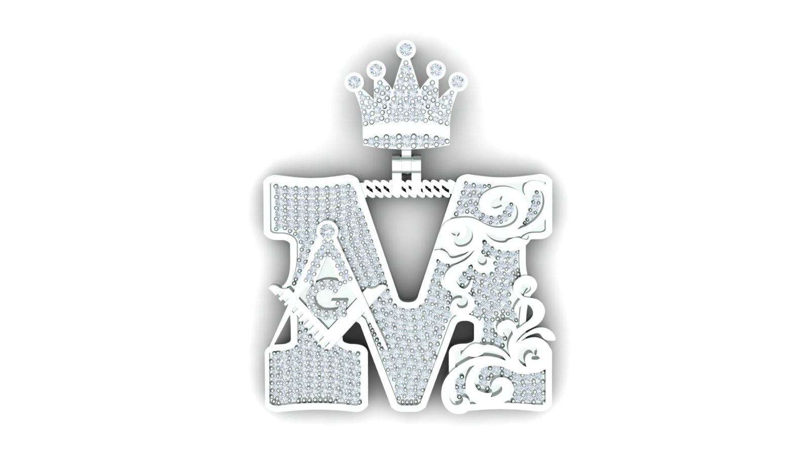 Letter M Mazonic Diamond Pendant