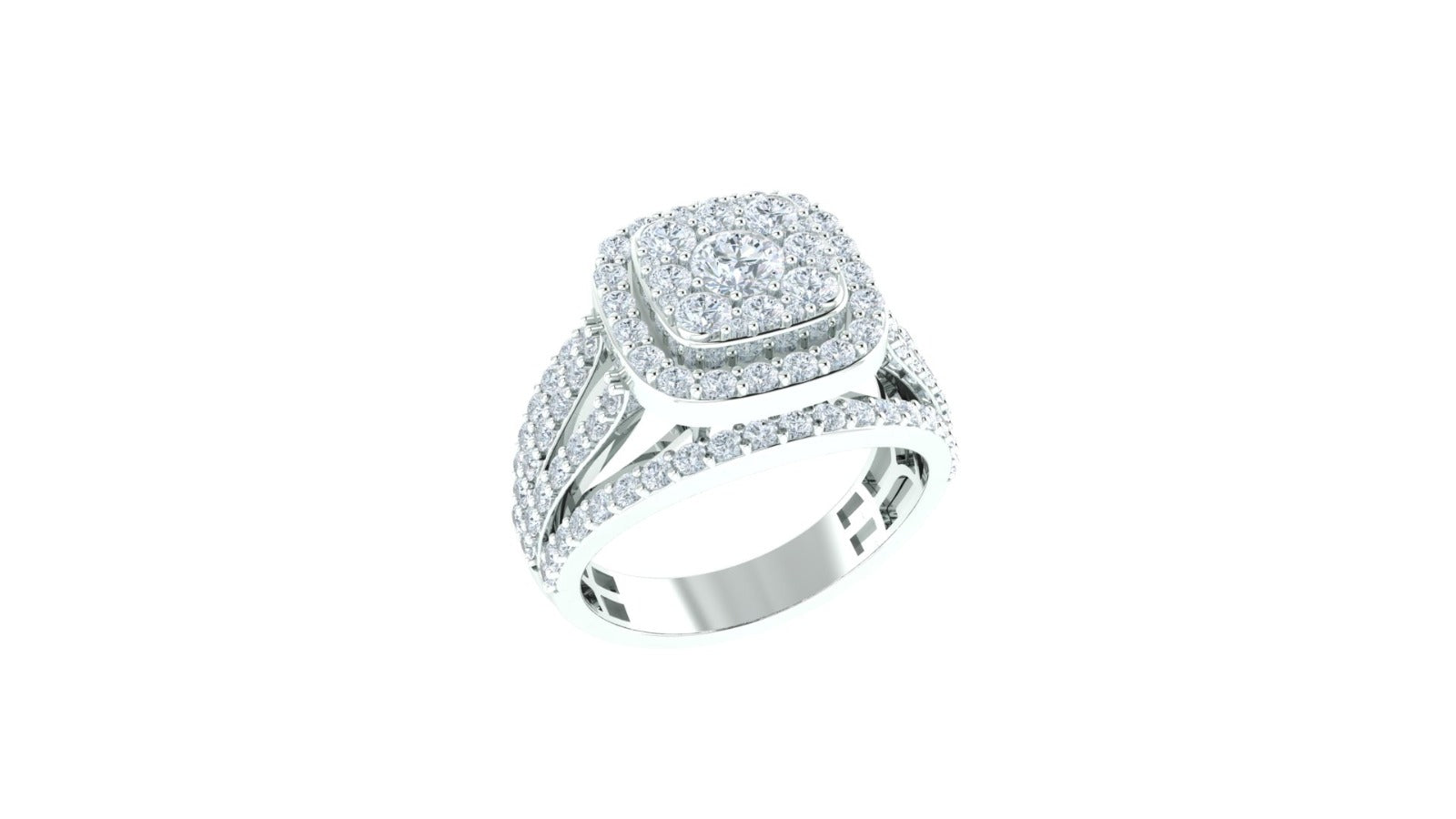 Solitaire Women Ring - Crown Cushion