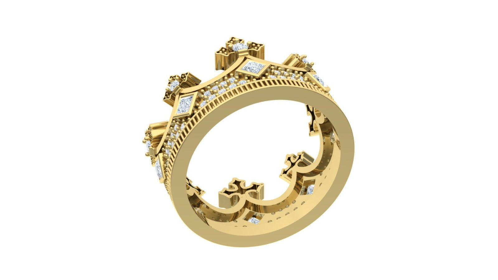 England Crown Ring - Princess Cut