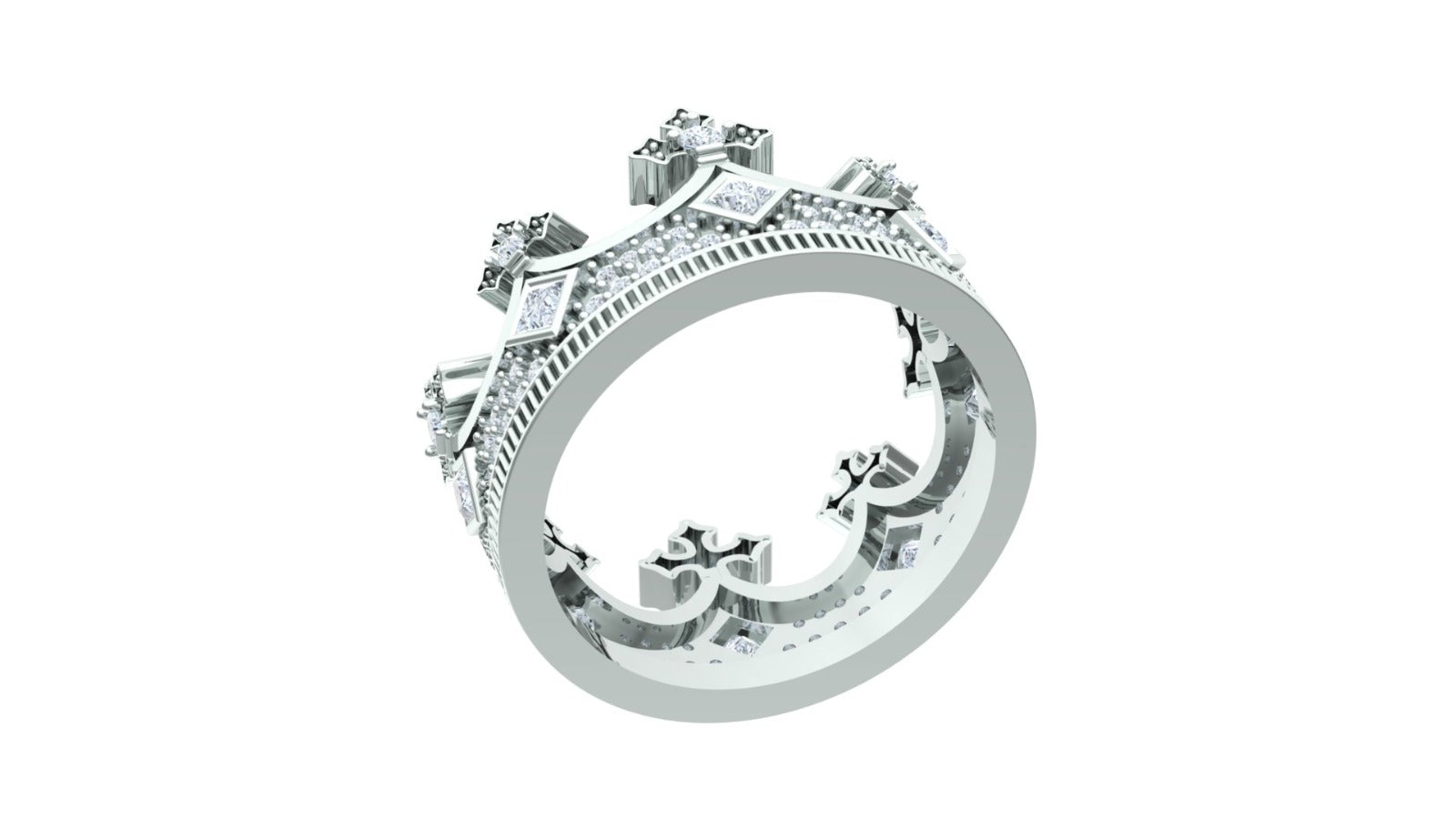 England Crown Ring - Princess Cut