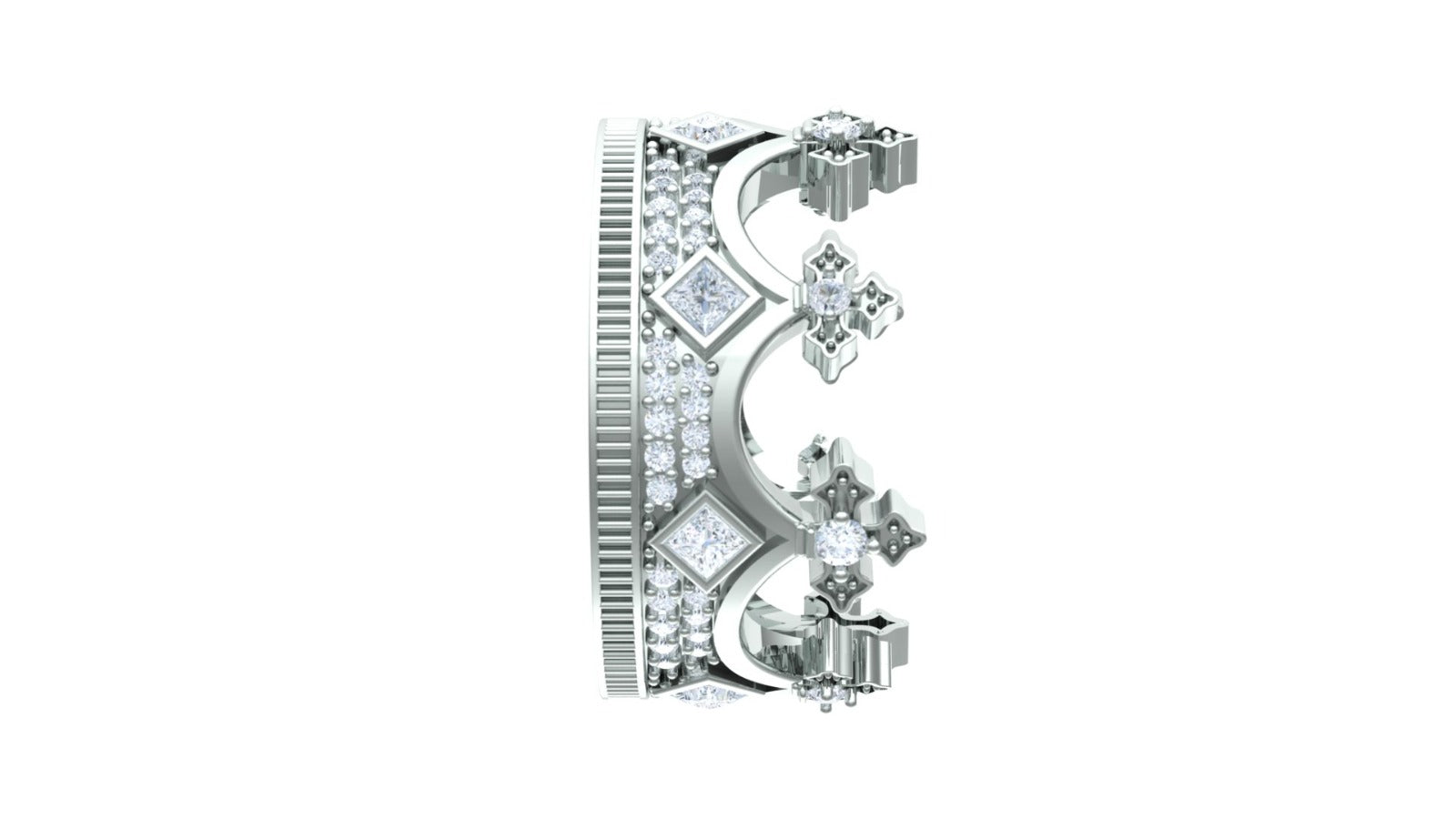 England Crown Ring - Princess Cut