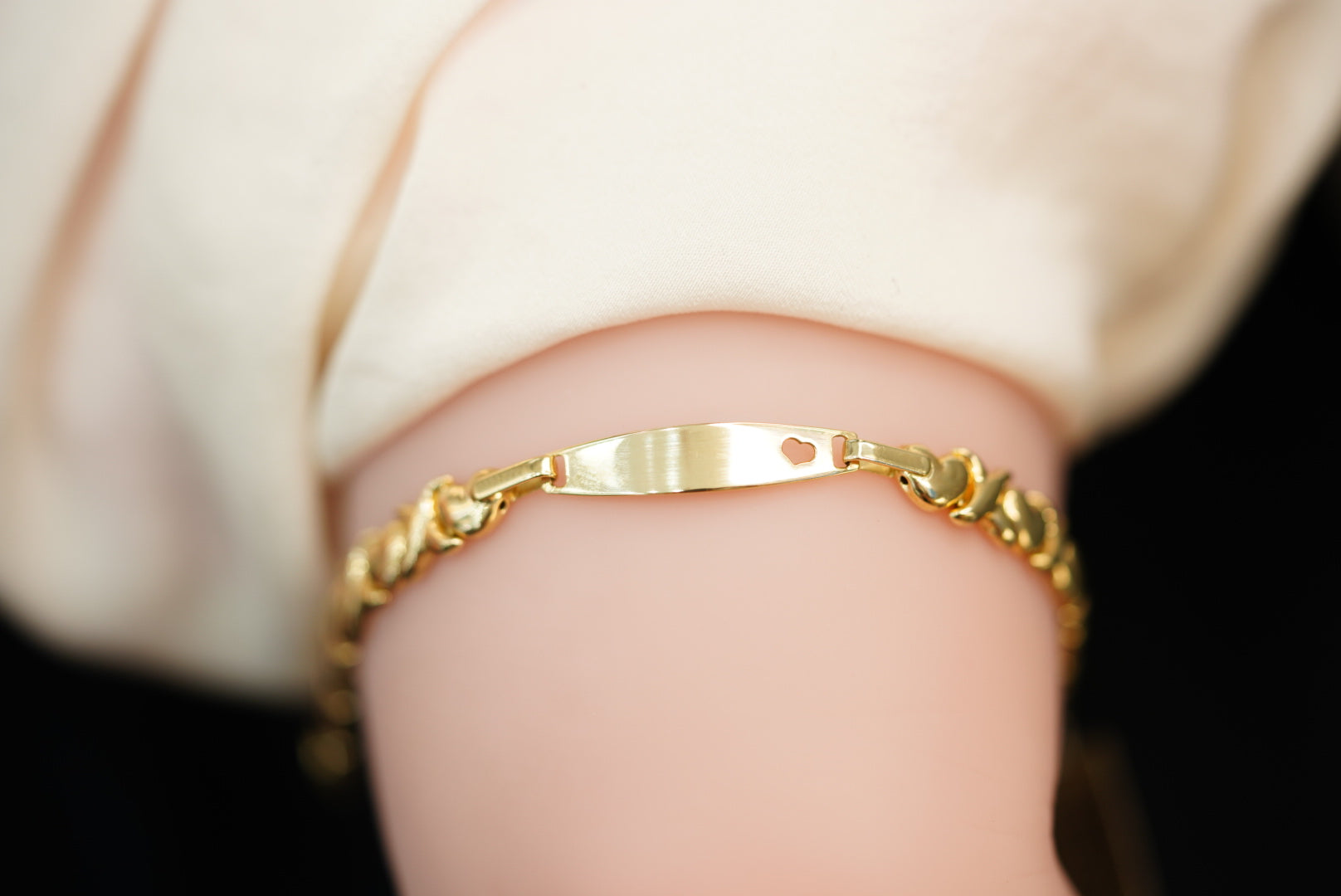 14k Heart X ID Bracelet