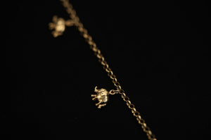 14k Rolo with Dangling Elephant Charms Bracelet