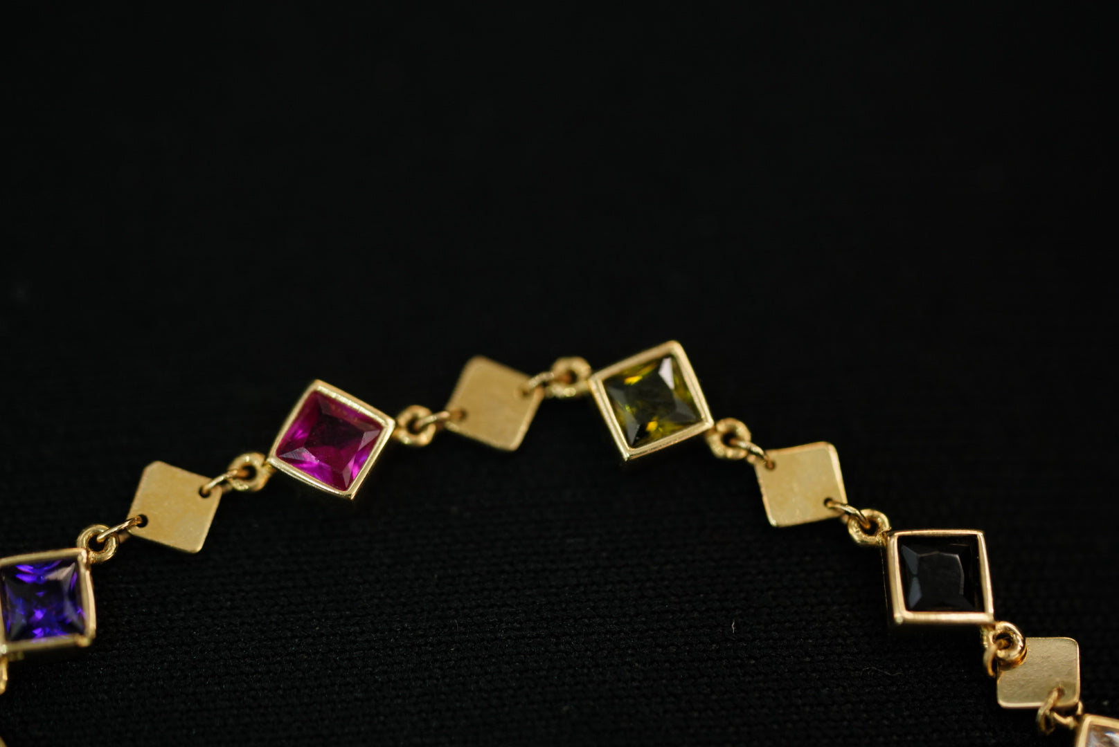 14k Colorful Crystals Rhombus Bracelet