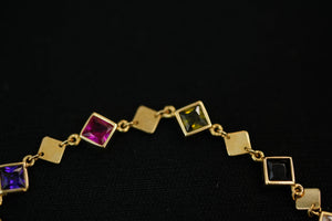 14k Colorful Crystals Rhombus Bracelet