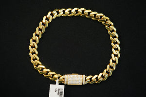 10k Cuban Link with Crystal Closure Bracelet