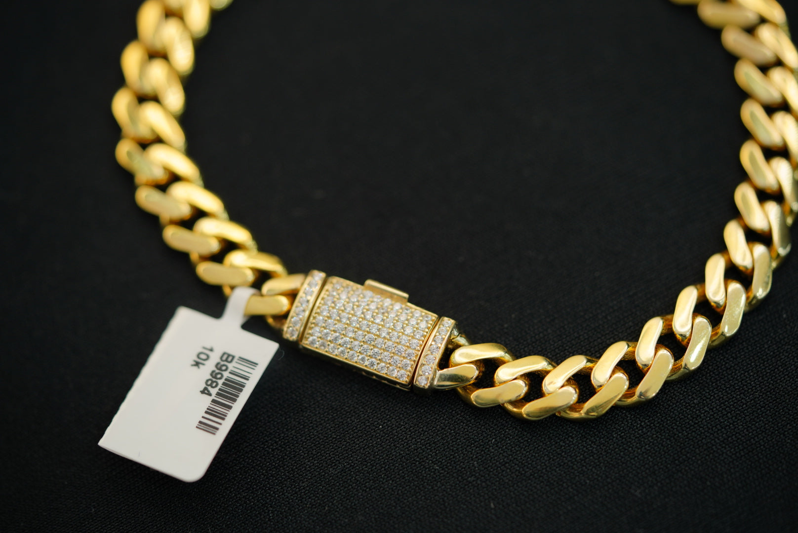 10k Cuban Link with Crystal Closure Bracelet