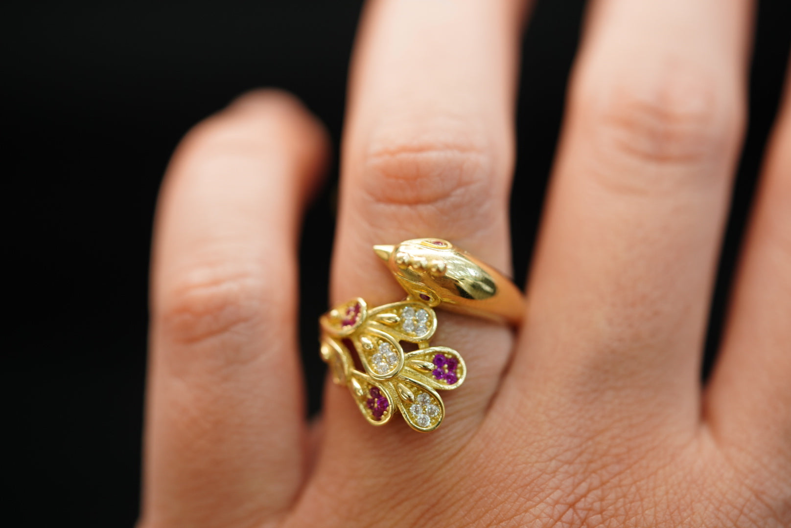 14k Lucky Peacock Ring