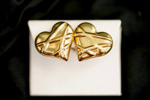 14k Heart with Lines Earring