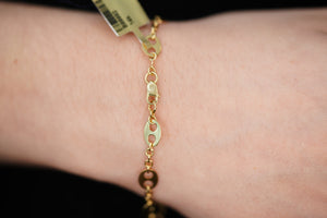 14k Flat Circle Hole Bracelet