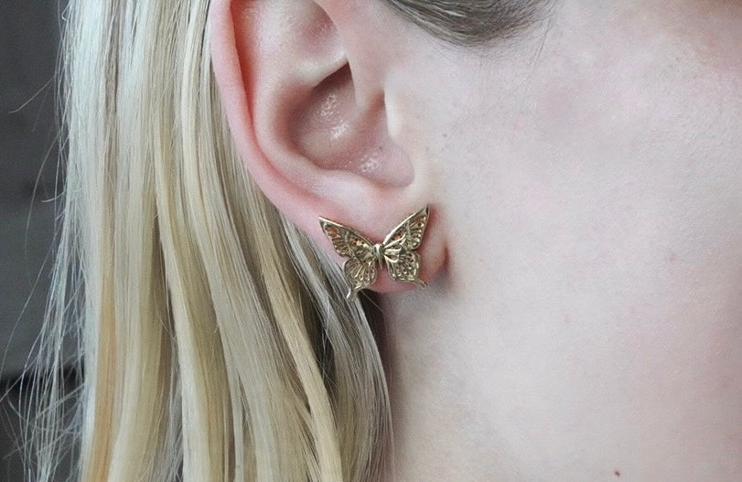 14k Aretes de mariposas - Italy Gold