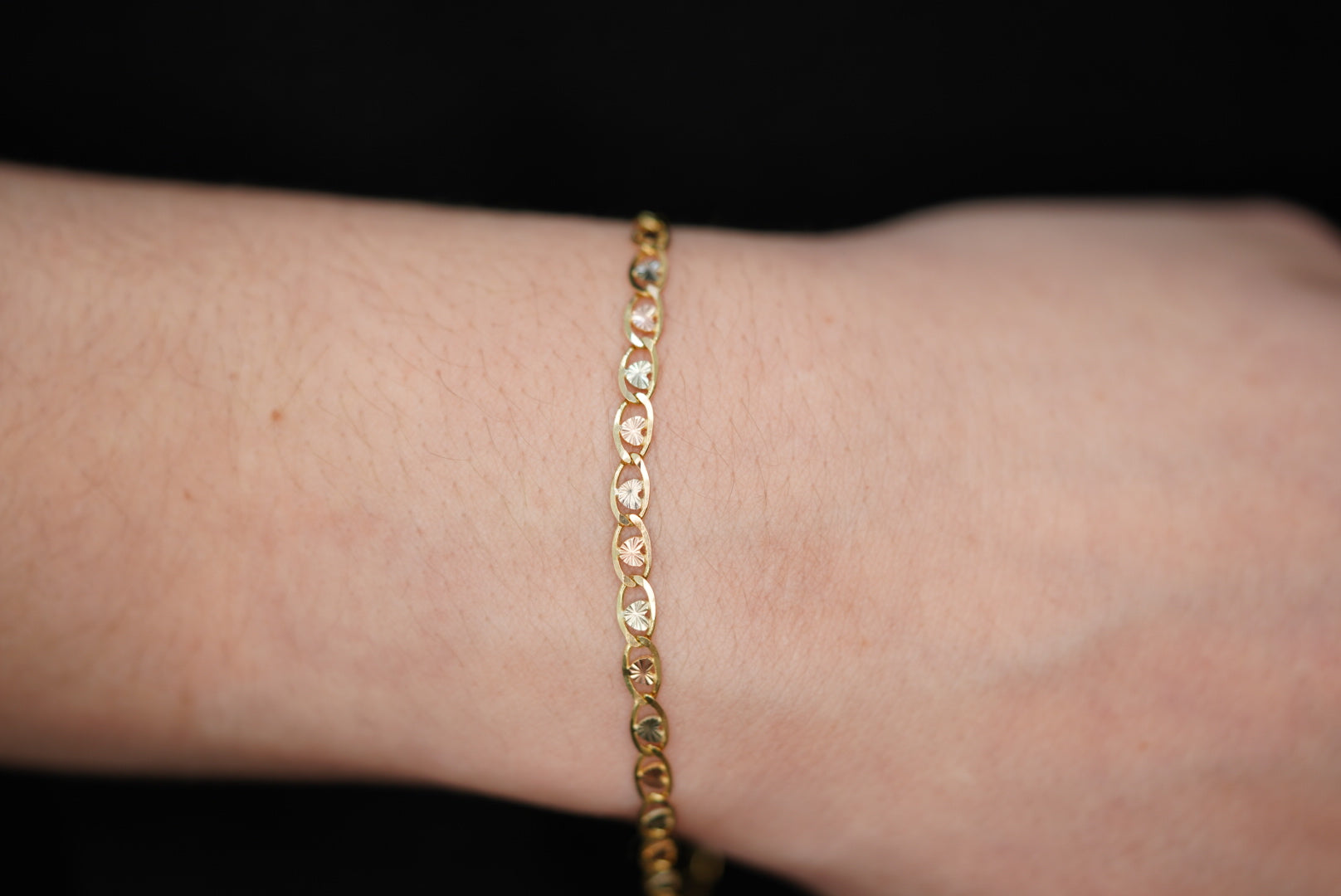 14k Three Gold Heart Bracelet